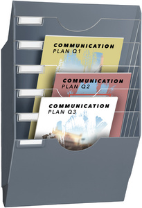 Image CEP Wandprospekthalter ReCeption, DIN A4, 6 Fächer, grau