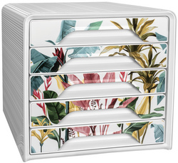 Image CEP Schubladenbox Smoove Tropical, 5 Schübe, weiß/tropisch