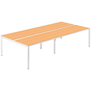 Image PAPERFLOW easyDesk Doppelschreibtisch buche rechteckig 4-Fuß-Gestell weiß 320,0 x 166,0 cm