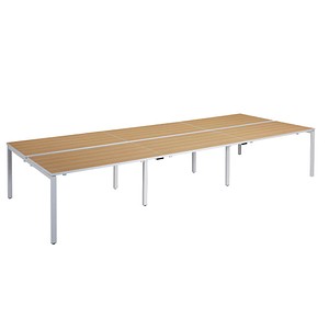Image PAPERFLOW easyDesk Doppelschreibtisch buche rechteckig 4-Fuß-Gestell weiß 420,0 x 166,0 cm