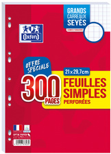 Image Oxford Feuilles simples perforées, A4, seyès, Offre Spéciale