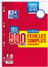 Image Oxford Feuilles simples perforées, A4, seyès, MAXI PACK