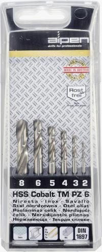 Image ALPEN HSS-E Metall-Spiralbohrer-Set 6teilig Alpen 100906100 Cobalt DIN 1897 Zyl