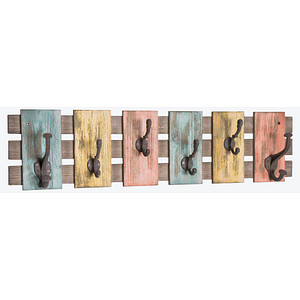 Image HAKU Möbel Wandgarderobe 13909 bunt Holz 6 Haken 81,0 x 20,0 cm
