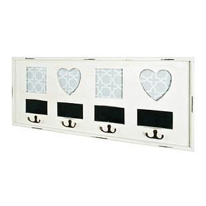 Image HAKU Möbel Wandgarderobe 28320 weiß Holz 4 Haken 63,0 x 26,0 cm