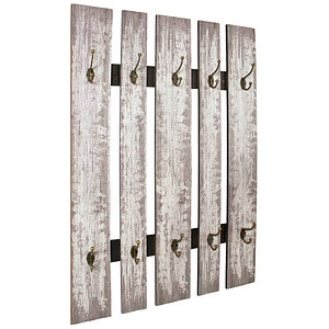 Image HAKU Möbel Wandgarderobe 32950 grau Holz 10 Haken 65,0 x 100,0 cm