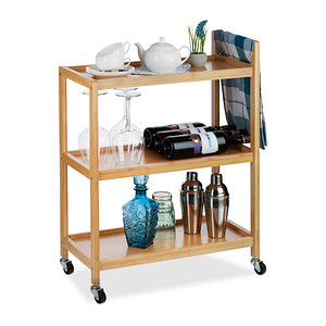 Image relaxdays Servierwagen braun 58,0 x 30,0 x 76,5 cm