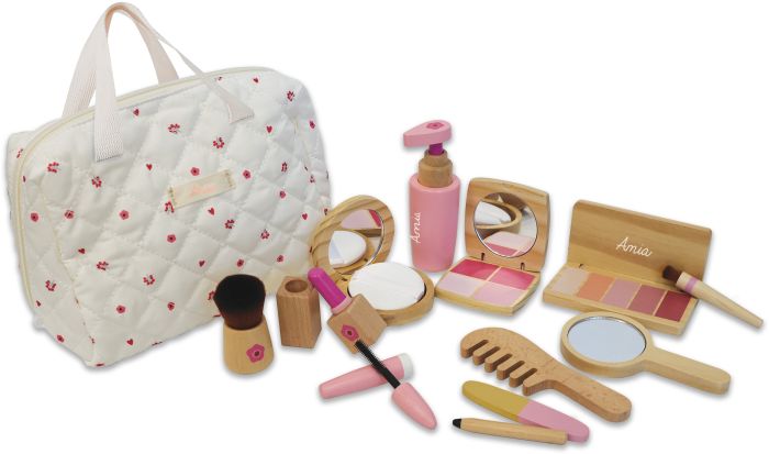 Image AM Holz Kosmetik-Set, inkl. Tasche