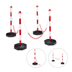 Image 4 relaxdays Absperrpfosten weiß/rot