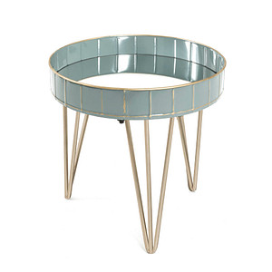 Image HAKU Möbel Beistelltisch Metall gold-grau-blau 41,0 x 41,0 x 40,0 cm