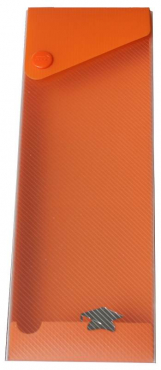 Image Ausziehbare Stiftebox / Stifteetui / Kleinkrambox, aus PP, mit transparenten Gehäuse und Druckknopf, Farbe: orange– 1 Stück