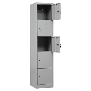 Image Gürkan Schließfachschrank lichtgrau 110009, 5 Schließfächer 41,0 x 45,0 x 190,0 cm