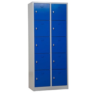 Image Gürkan Schließfachschrank lichtgrau, enzianblau 106958, 10 Schließfächer 80,0 x 45,0 x 190,0 cm