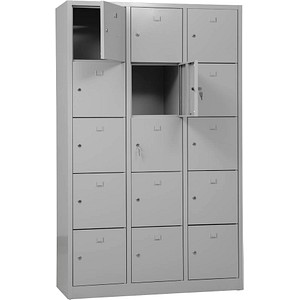 Image Gürkan Schließfachschrank lichtgrau 106975, 15 Schließfächer 119,0 x 45,0 x 190,0 cm