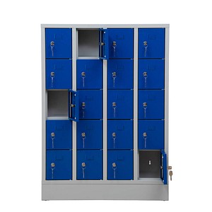 Image Gürkan Schließfachschrank lichtgrau, enzianblau 111037, 20 Schließfächer 80,0 x 15,0 x 110,0 cm