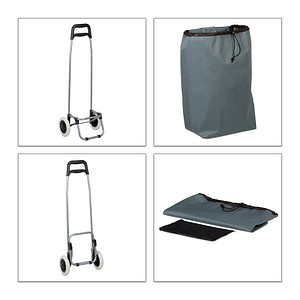 Image relaxdays Einkaufstrolley Kunstfaser grau