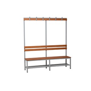 Image Gürkan Garderobenbank mit Haken und Schuhrost 109844 grau, buche Holz 200,0 cm