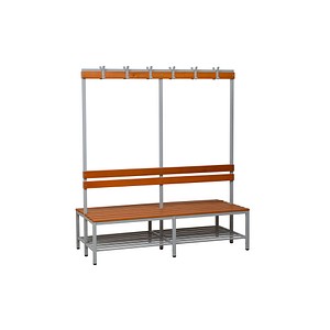 Image Gürkan Garderobenbank mit Haken und Schuhrost 107408 grau, buche Holz 160,0 cm
