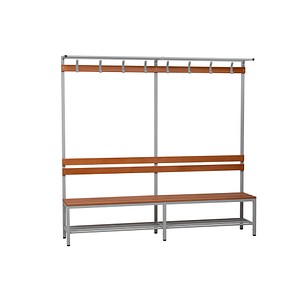 Image Gürkan Garderobenbank mit Haken und Schuhrost 107316 grau, buche Holz 200,0 cm
