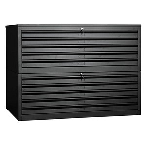 Image Gürkan Planschrank schwarz mit 10 Schubladen 140,0 x 95,0 x 105,0 cm