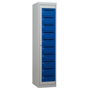 Image Gürkan Schließfachschrank lichtgrau, blau 111315, 10 Schließfächer 40,0 x 50,0 x 180,0 cm
