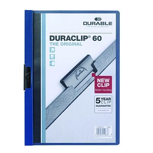 Image DURABLE Klemmhefter DURACLIP ORIGINAL 60, DIN A4, dunkelblau transparenter Vord