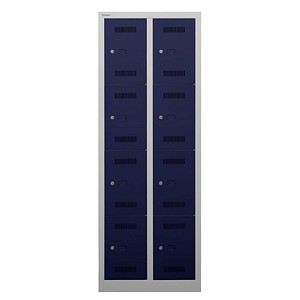 Image BISLEY Schließfachschrank MonoBloc ML06D4 lichtgrau, oxfordblau ML06D4505, 8 Schließfächer 61,0 x 50,0 x 170,0 cm