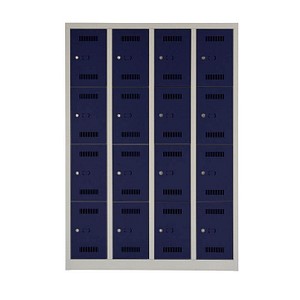 Image BISLEY Schließfachschrank MonoBloc ML11Q4 lichtgrau, oxfordblau ML11Q4505, 16 Schließfächer 118,3 x 50,0 x 170,0 cm