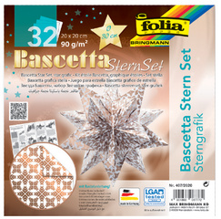 Image folia Faltblätter Bascetta-Stern, 200 x 200 mm, weiß/kupfer