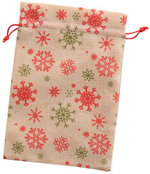 Image folia Beutel in Juteoptik, natur mit Schneeflocke