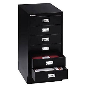 Image BISLEY MultiDrawer™ L296S Schubladenschrank schwarz mit 6 Schubladen 27,8 x 38,0 x 67,0 cm