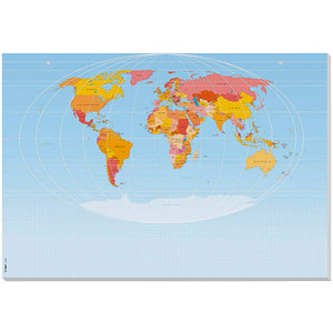 Image SIGEL Schreibtischunterlage Weltkarte ohne Kalendarium blau 30 Blatt