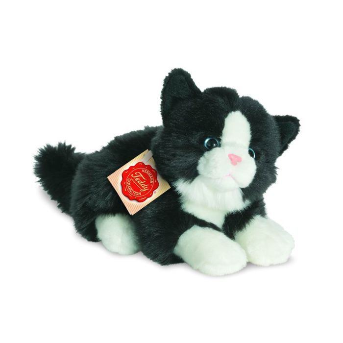 Image Katze liegend schwarz/weiß, ca. 20 cm