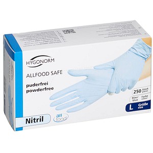 Image HYGONORM unisex Einmalhandschuhe ALLFOOD SAFE blau Größe L 250 St.