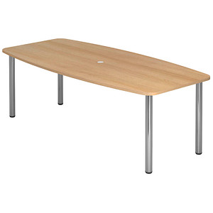 Image HAMMERBACHER Konferenztisch KT22C eiche Tonnenform, Rundrohr chrom, 220,0 x 83,0 - 103,0 x 72,0 - 74,0 cm