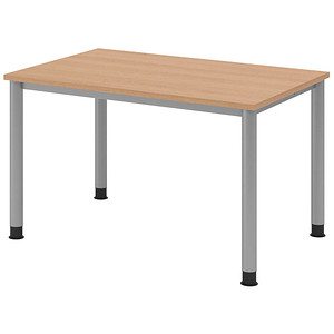 Image HAMMERBACHER HS12 höhenverstellbarer Schreibtisch eiche rechteckig 4-Fuß-Gestell silber 120,0 x 80,0 cm