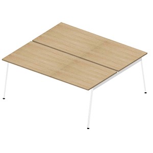 Image Quadrifoglio Doppelschreibtisch eiche rechteckig 4-Fuß-Gestell weiß 180,0 x 164,0 cm