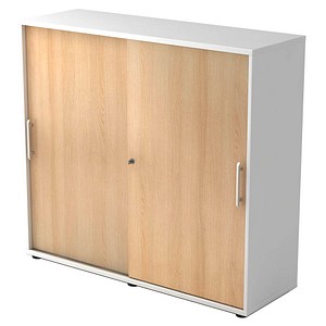 Image HAMMERBACHER Schiebetürenschrank weiß, eiche 2 Fachböden 120,0 x 40,0 x 110,0 cm