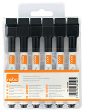 Image REXEL Whiteboard-Marker, schwarz, 6er Set trocken abwischbar, magnethaftend, Ra