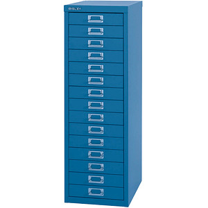 Image BISLEY MultiDrawer™ L3915 Schubladenschrank blau mit 15 Schubladen 27,8 x 38,0 x 85,7 cm