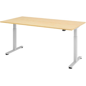 Image HAMMERBACHER XMST2E höhenverstellbarer Schreibtisch ahorn rechteckig T-Fuß-Gestell silber 200,0 x 100,0 cm