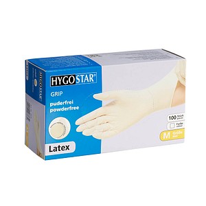 Image HYGOSTAR Latex-Handschuh "GRIP", M, weiß, puderfrei