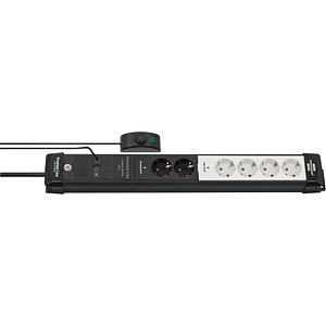 Image brennenstuhl Premium-Line Comfort Switch Plus 6-fach Steckdosenleiste mit Fußschalter 3,0 m schwarz