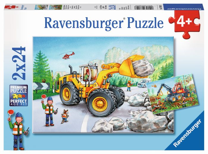 Image Ravensburger Bagger und Waldtraktor Puzzle 2x 24 Teile