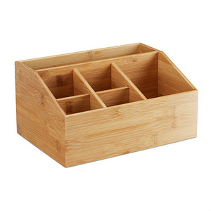 Image relaxdays Schreibtisch-Organizer braun Bambus 6 Fächer 28,0 x 19,5 x 14,0 cm