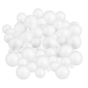 Image relaxdays Styroporform weiß Kugeln sortiert Ø 2,0/5,0/7,0 cm 72 St.
