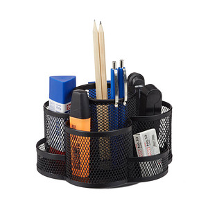 Image relaxdays Stiftehalter schwarz Metall, lackiert 7 Fächer 17,5 x 16,5 x 11,0 cm