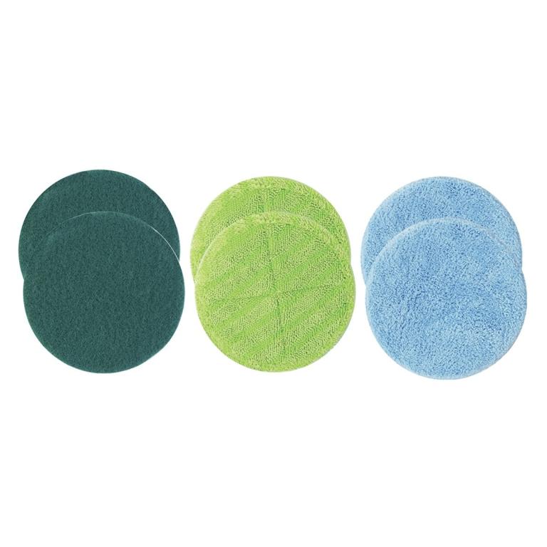 Image Maschinenpads, Ø 15,5 cm | 6er Set 2 x Mikrofaserpad, 2 x Scheuerpad, 2 x Polierpad, passend für Hurricane Floating Mop
