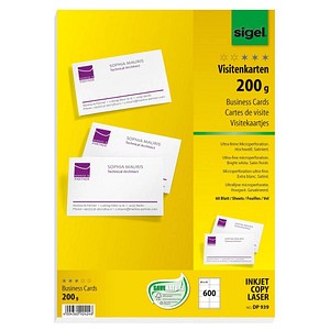 Image SIGEL Business Card DP939 - Visitenkarten - hochweiß - 85 x 55 mm - 200 g/m2 - 