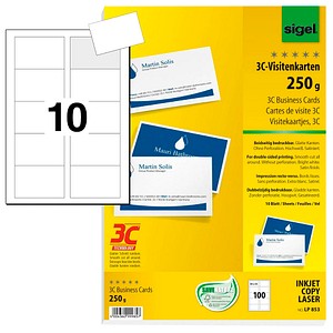 Image SIGEL Business Card 3C LP853 - Visitenkarten - hochweiß - 85 x 55 mm - 250 g/m2